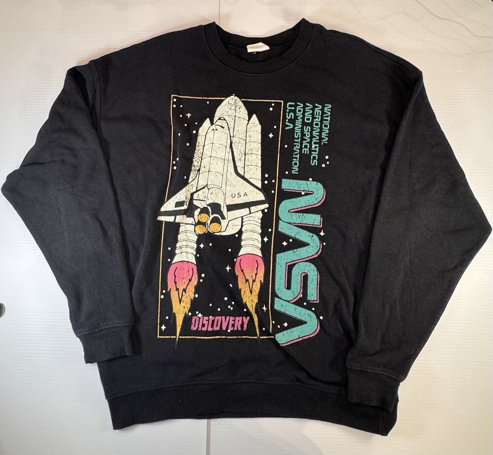 Grayson Threads NASA Discovery Space Shuttle Graphic Crewneck Sweatshirt M Neon